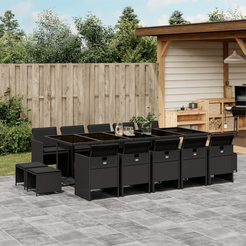 Set Mobilier Grădină Cu Perne, 9 Piese, , Poliratan