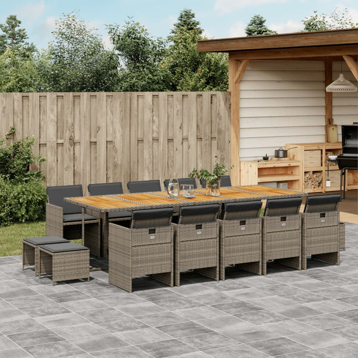 Set Mobilier Grădină Cu Perne, 9 Piese, , Poliratan