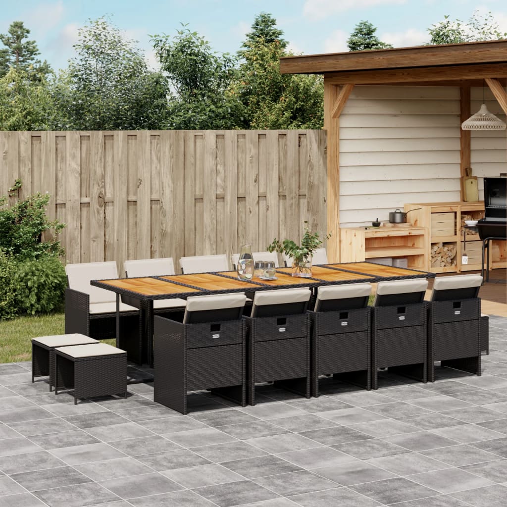 Set Mobilier Grădină Cu Perne, 9 Piese, , Poliratan