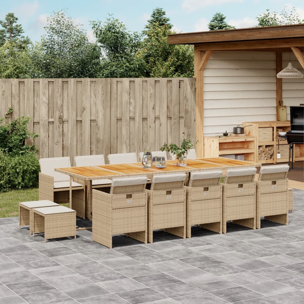 Set Mobilier Grădină Cu Perne, 9 Piese, , Poliratan