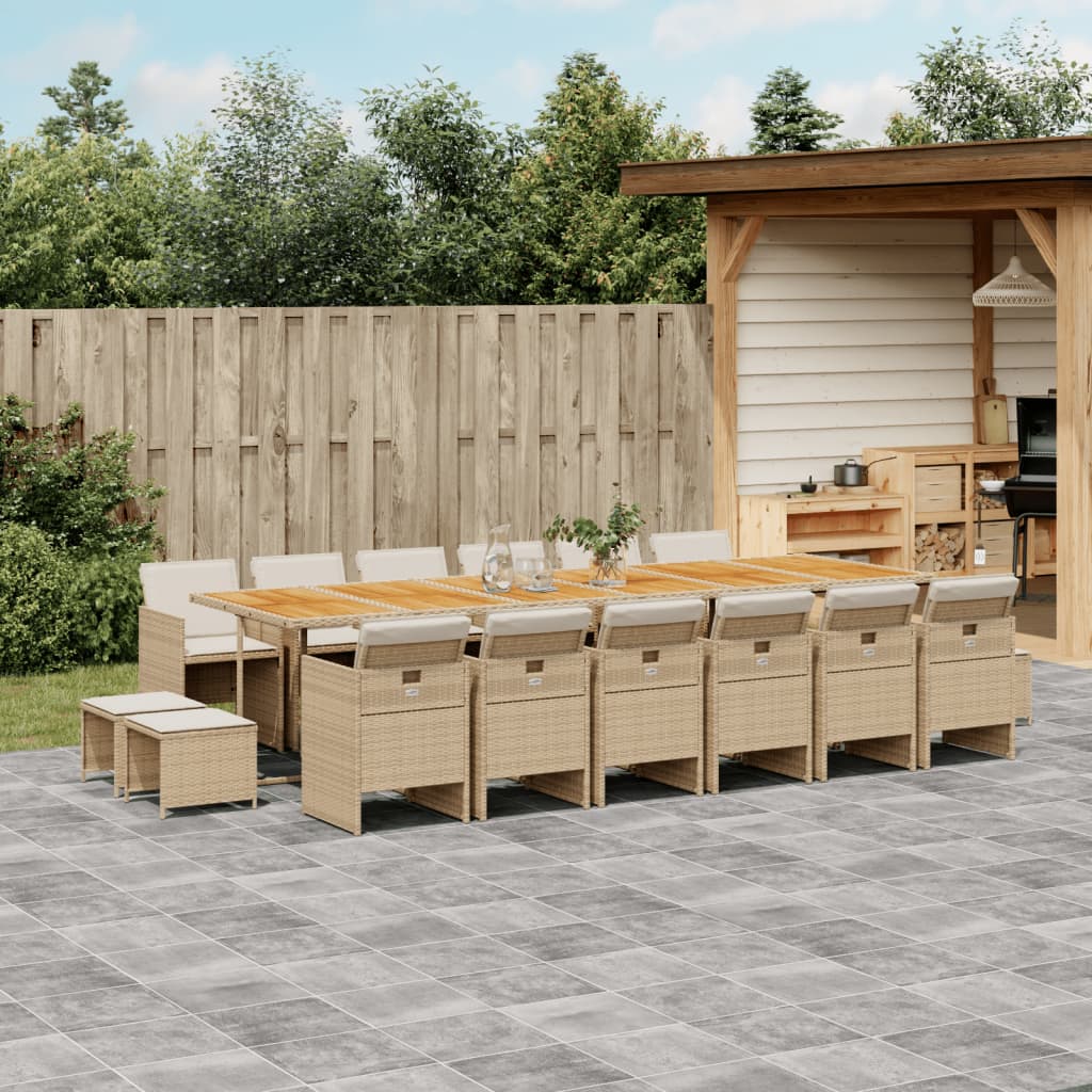 Set Mobilier Grădină Cu Perne, 9 Piese, , Poliratan