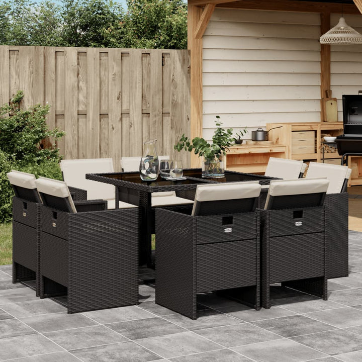 Set Mobilier De Grădină Cu Perne, 9 Piese, , Poliratan