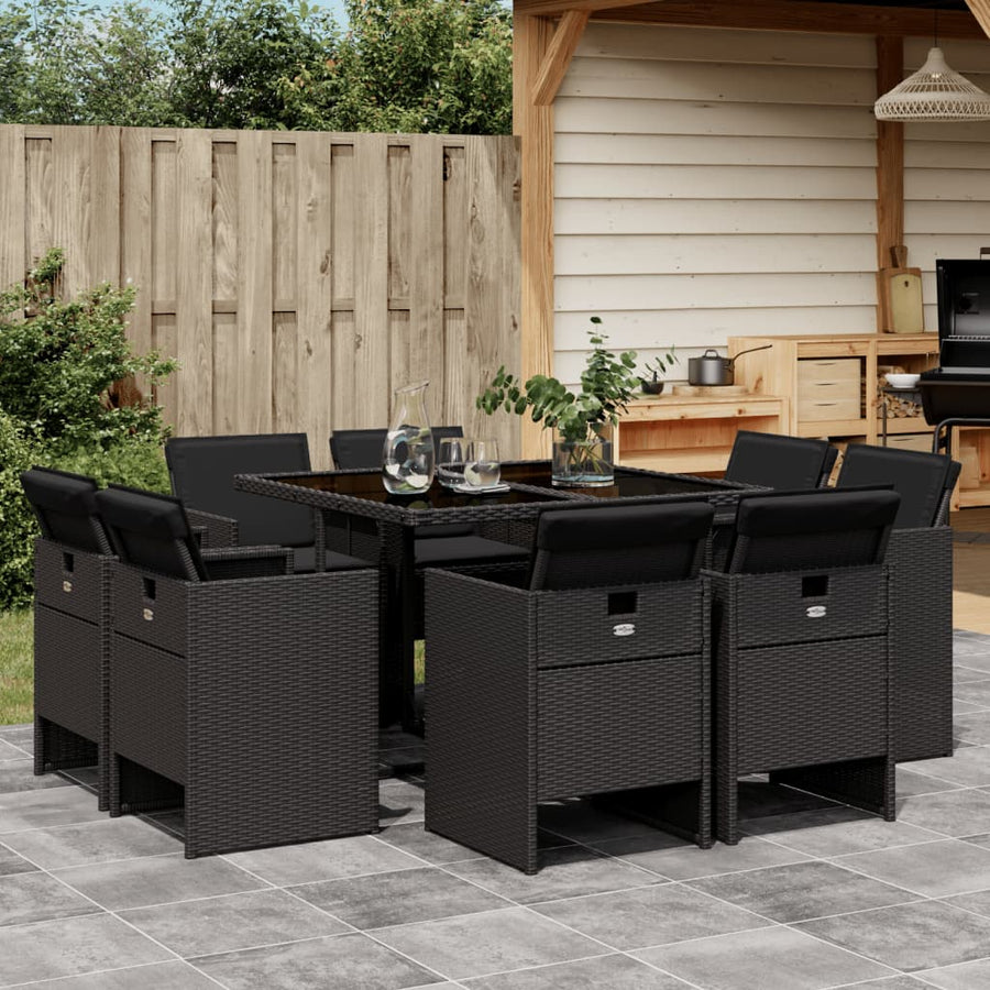 Set Mobilier De Grădină Cu Perne, 9 Piese, , Poliratan