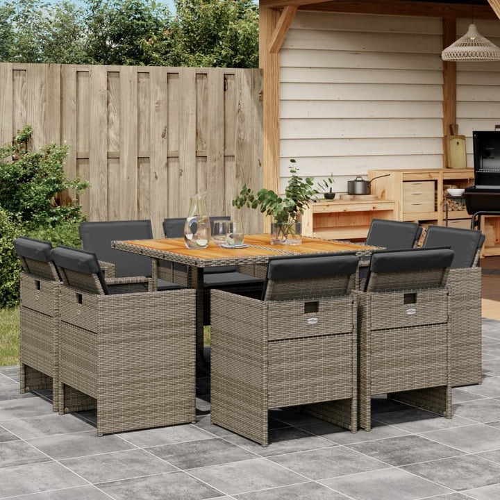 Set Mobilier De Grădină Cu Perne, 9 Piese, , Poliratan