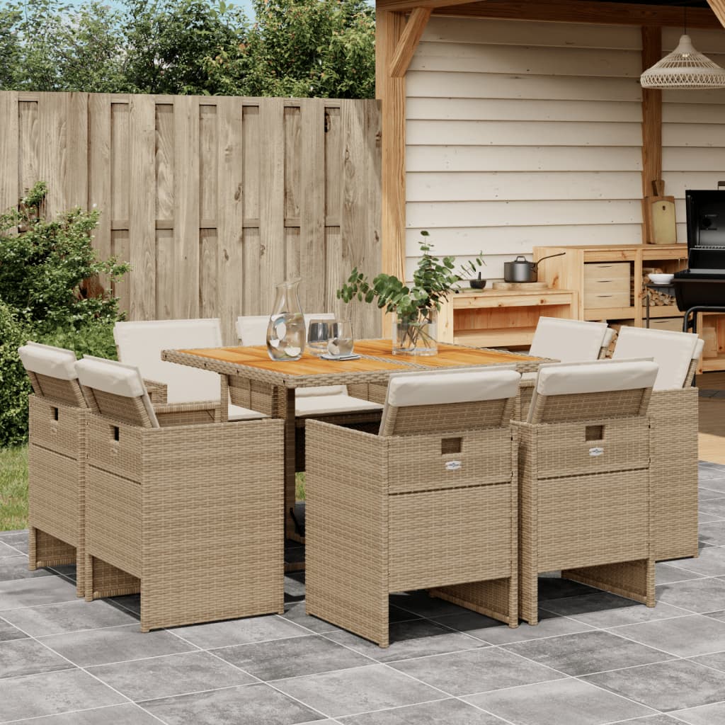 Set Mobilier De Grădină Cu Perne, 9 Piese, , Poliratan
