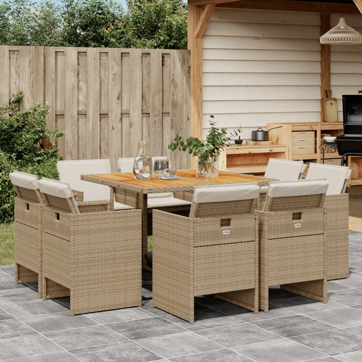 Set Mobilier De Grădină Cu Perne, 9 Piese, , Poliratan