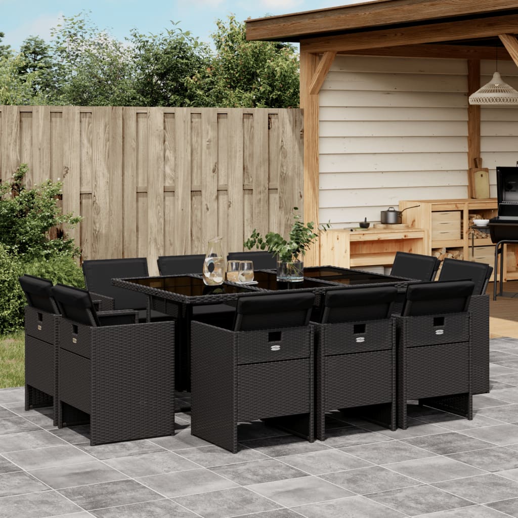 Set Mobilier De Grădină Cu Perne, 9 Piese, , Poliratan