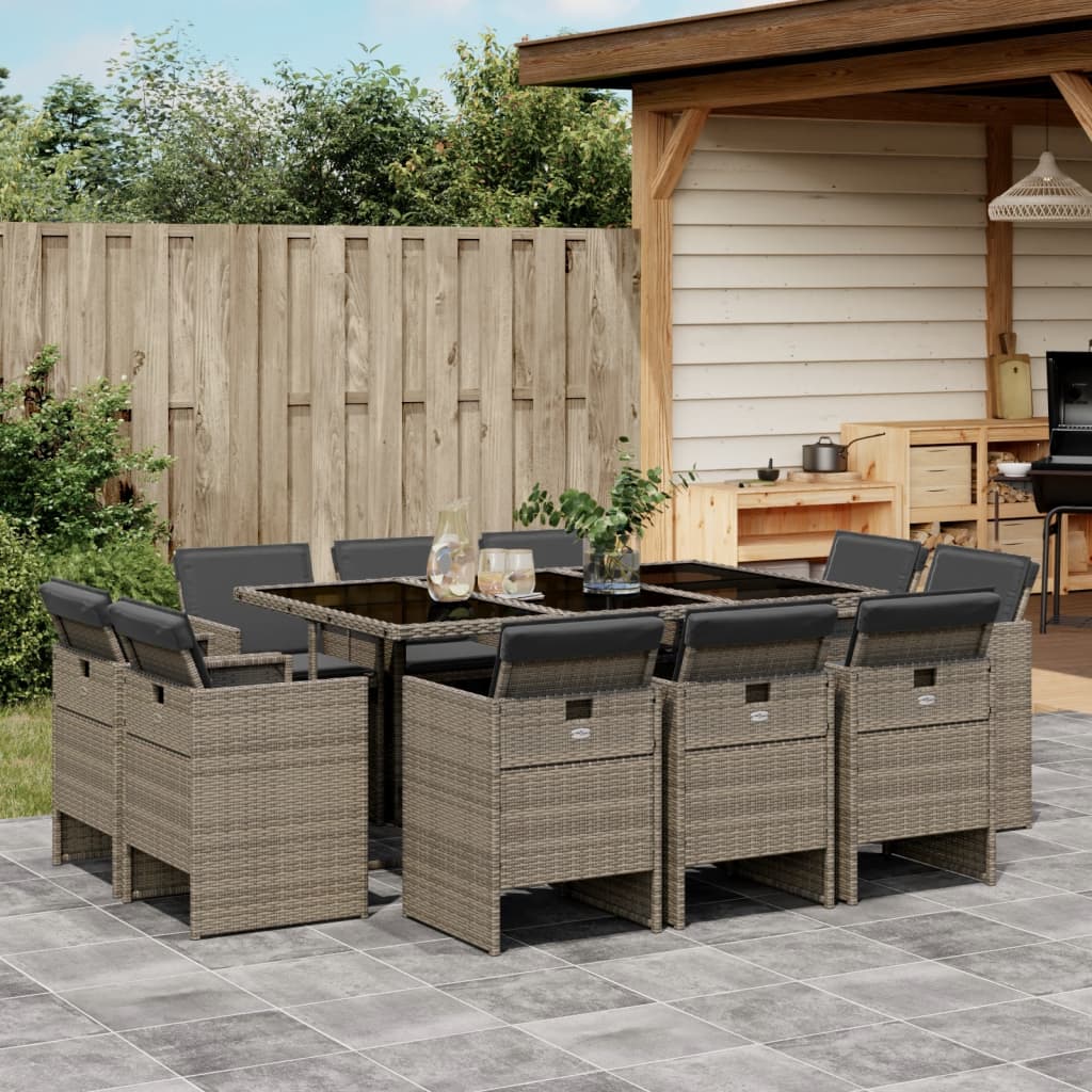 Set Mobilier De Grădină Cu Perne, 9 Piese, , Poliratan