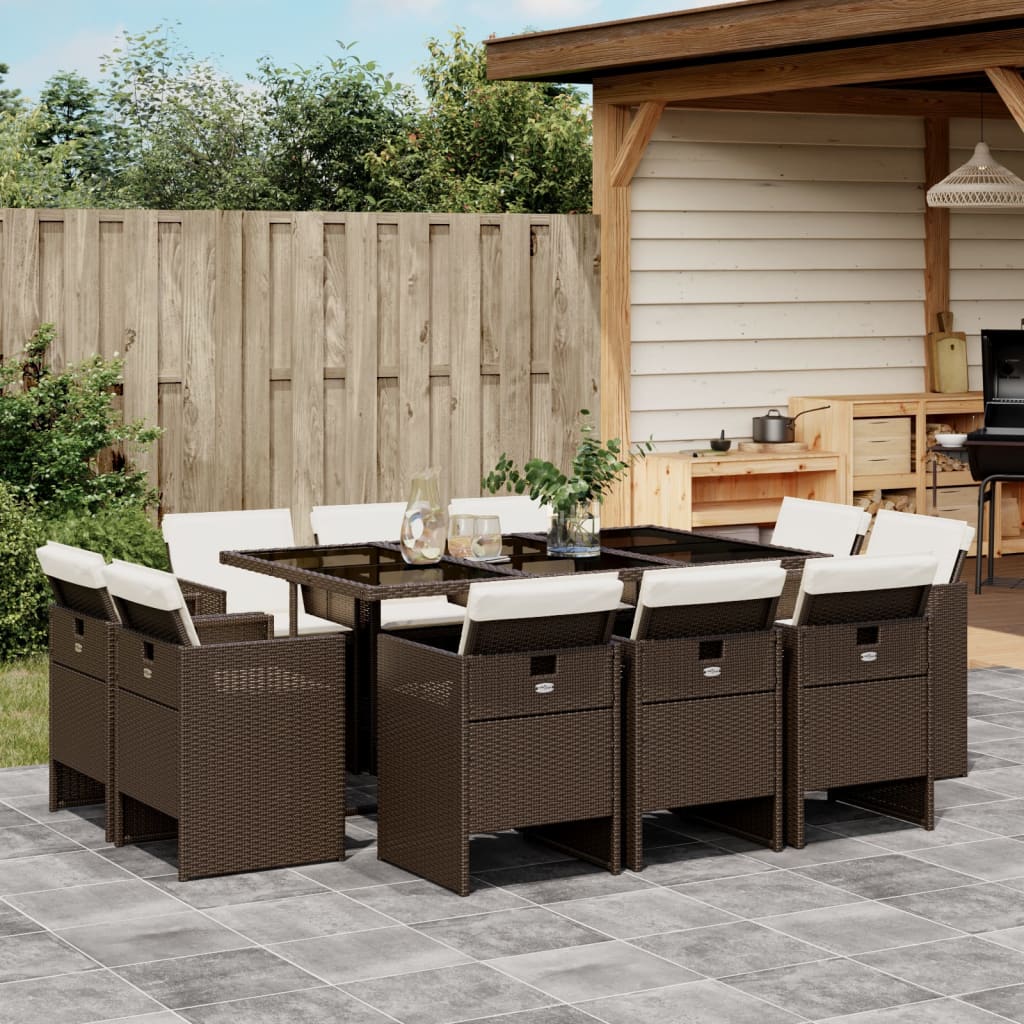 Set Mobilier De Grădină Cu Perne, 9 Piese, , Poliratan