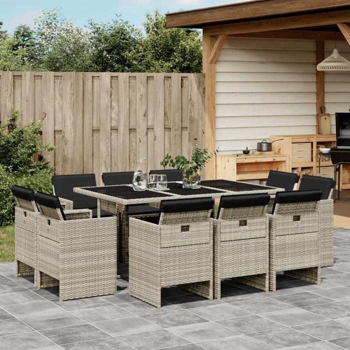 Set Mobilier De Grădină Cu Perne, 9 Piese, , Poliratan