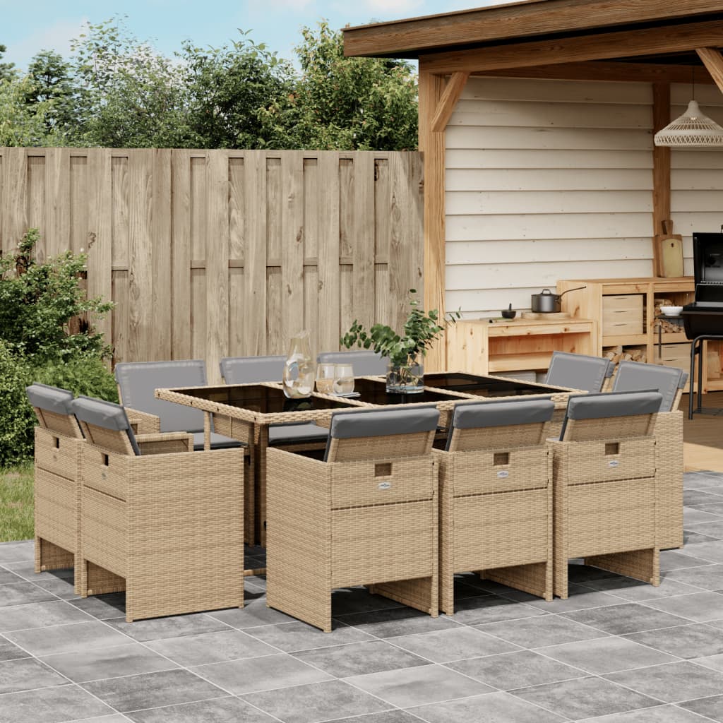Set Mobilier De Grădină Cu Perne, 9 Piese, , Poliratan