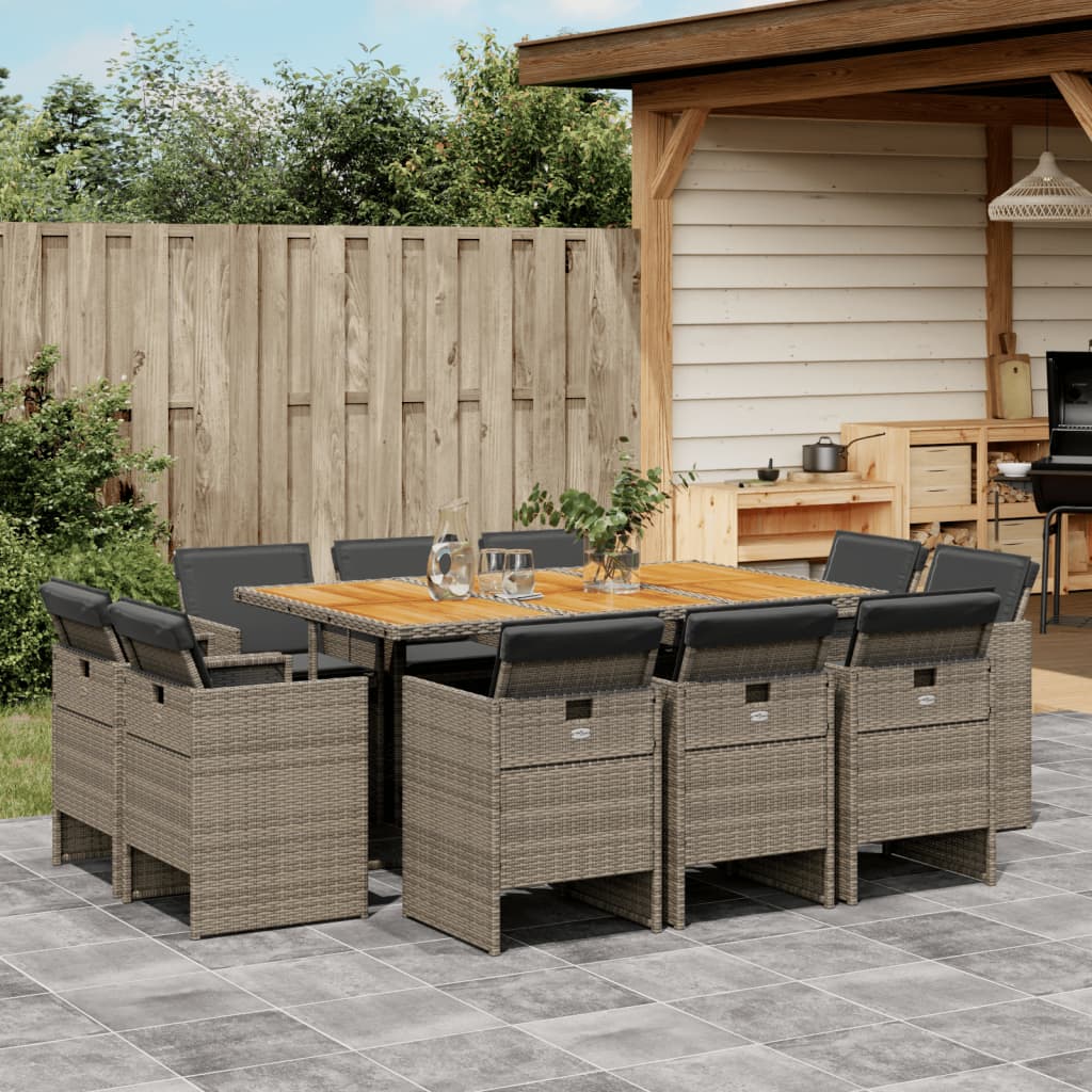 Set Mobilier De Grădină Cu Perne, 9 Piese, , Poliratan