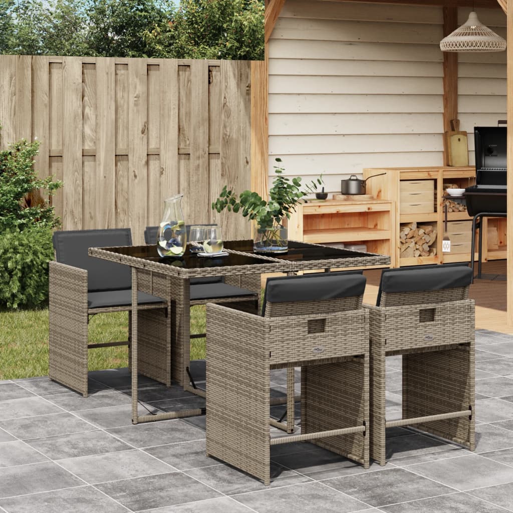 Set Mobilier De Grădină Cu Perne, 5 Piese, , Poliratan