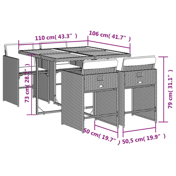 Set Mobilier De Grădină Cu Perne, 5 Piese, , Poliratan