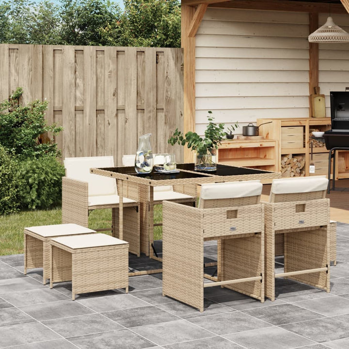 Set Mobilier De Grădină Cu Perne, 15 Piese, Negru, Poliratan