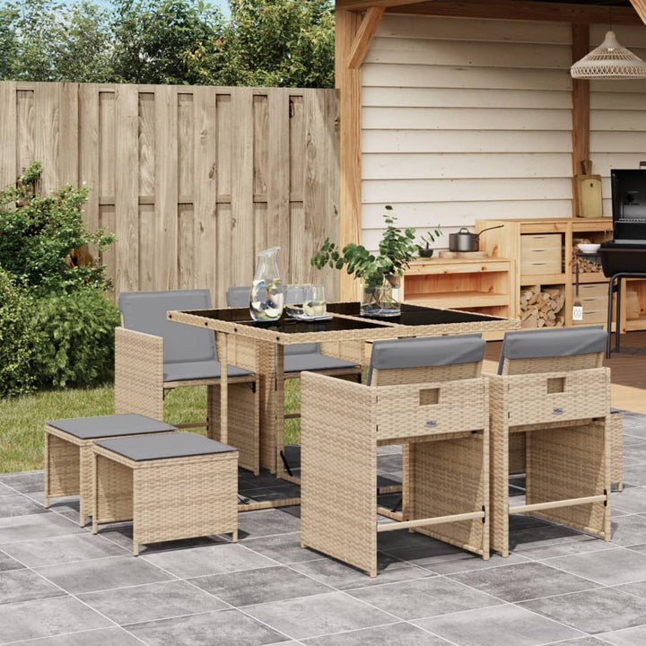 Set Mobilier De Grădină Cu Perne, 15 Piese, Negru, Poliratan