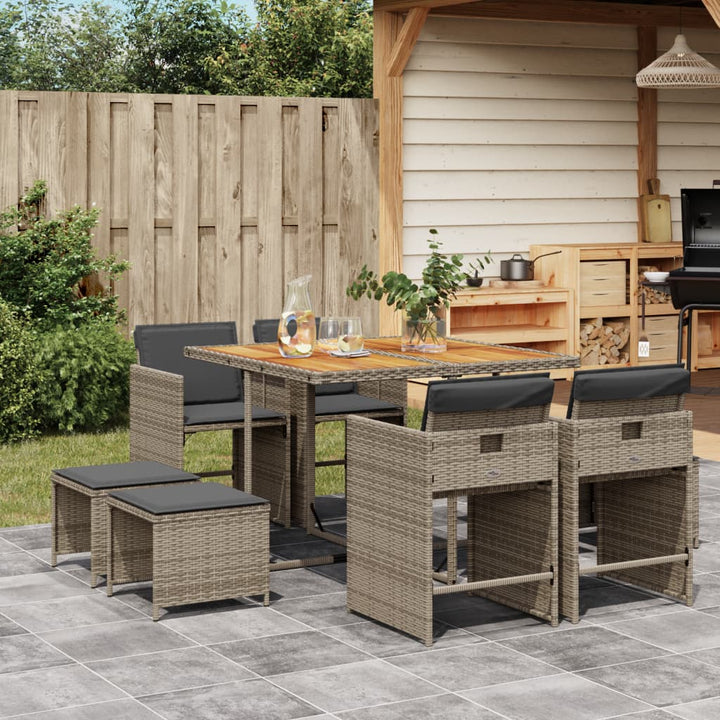 Set Mobilier De Grădină Cu Perne, 15 Piese, Negru, Poliratan