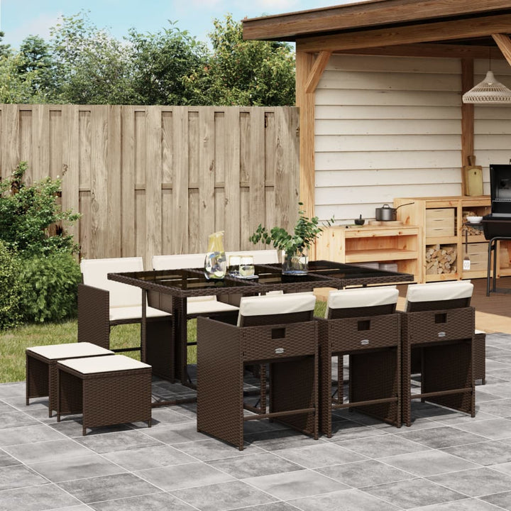 Set Mobilier De Grădină Cu Perne, 15 Piese, Negru, Poliratan