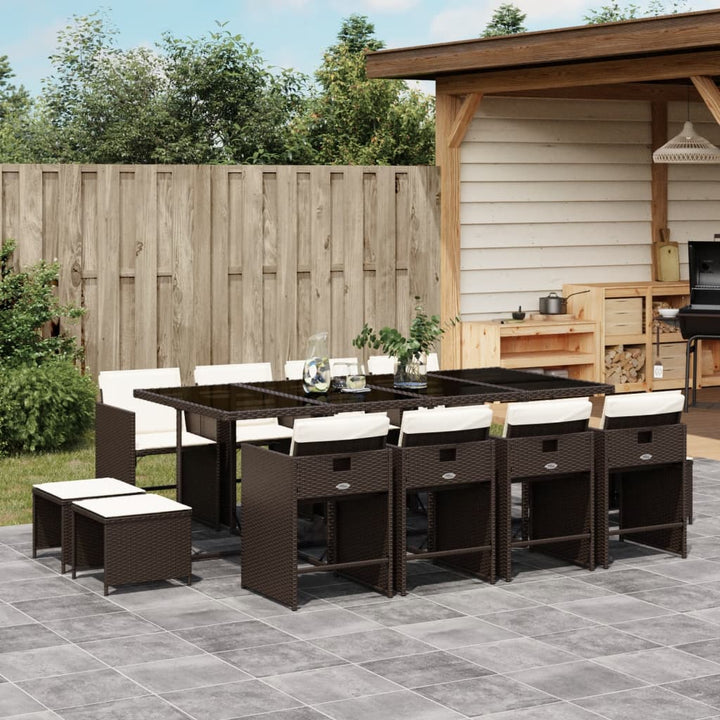 Set Mobilier De Grădină Cu Perne, 15 Piese, Negru, Poliratan