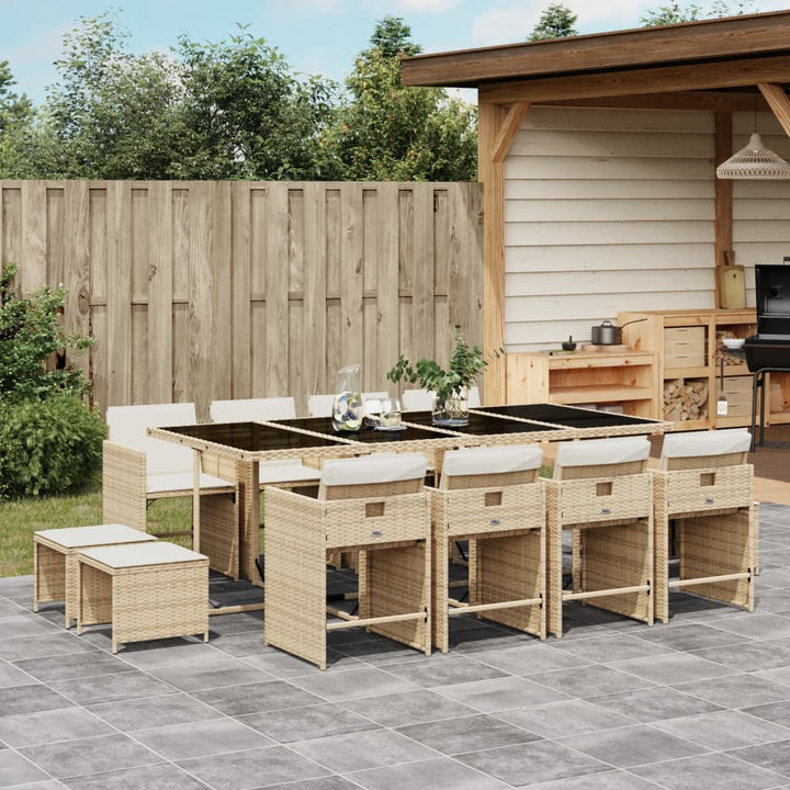 Set Mobilier De Grădină Cu Perne, 15 Piese, Negru, Poliratan