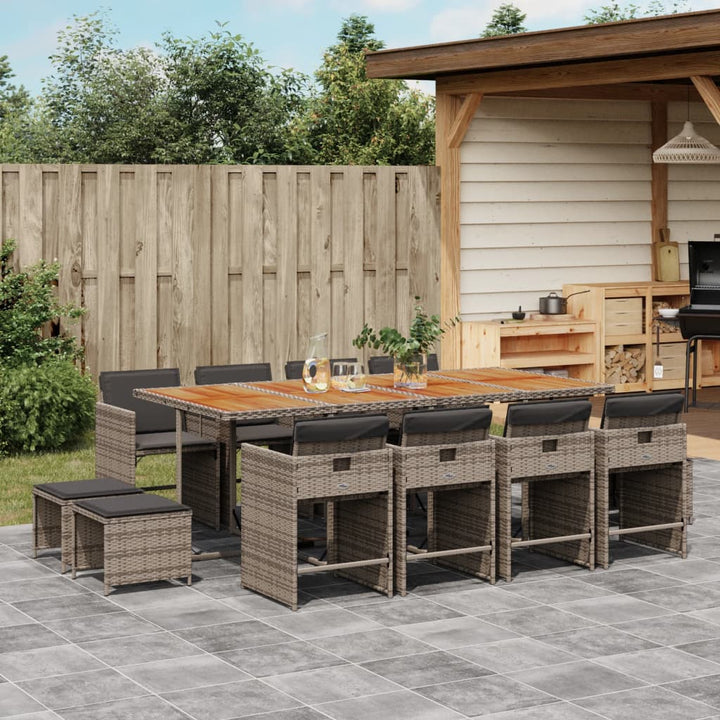 Set Mobilier De Grădină Cu Perne, 15 Piese, Negru, Poliratan