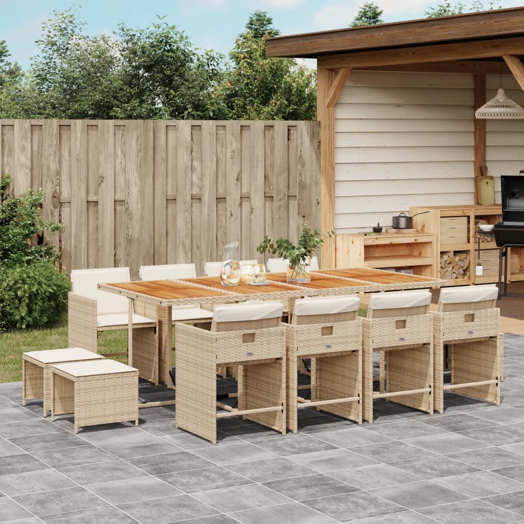 Set Mobilier De Grădină Cu Perne, 15 Piese, Negru, Poliratan