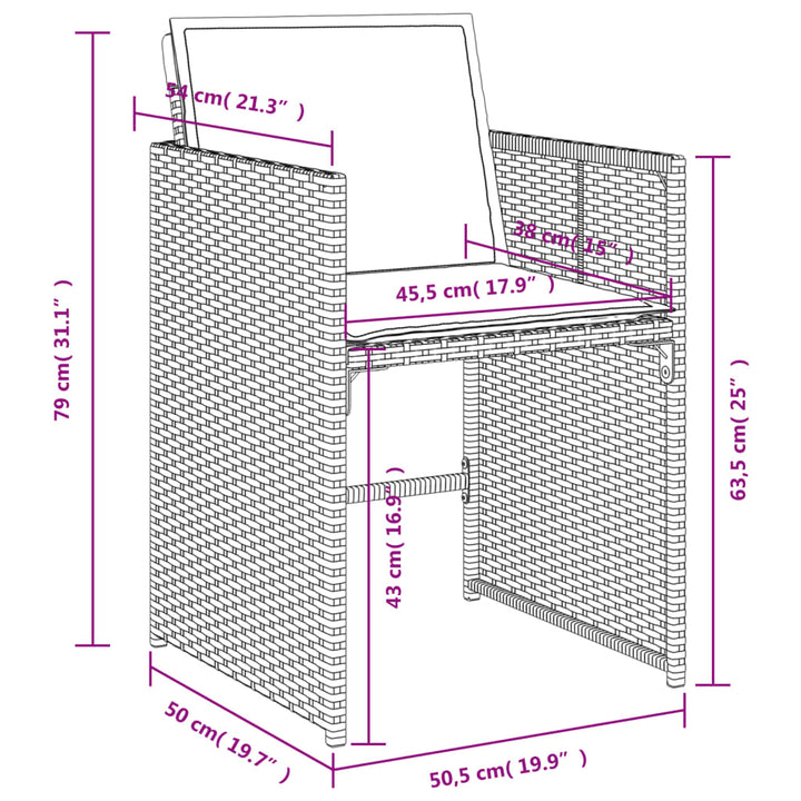 Set Mobilier De Grădină Cu Perne, 15 Piese, Negru, Poliratan