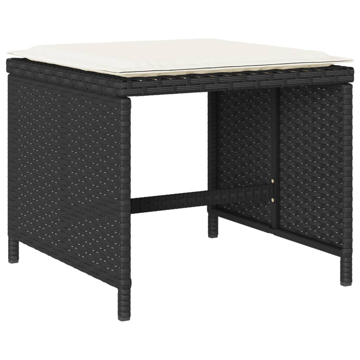 Set Mobilier De Grădină Cu Perne, 15 Piese, Negru, Poliratan