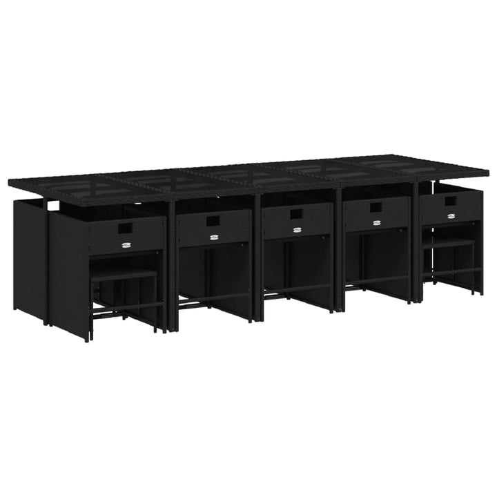 Set Mobilier De Grădină Cu Perne, 15 Piese, Negru, Poliratan