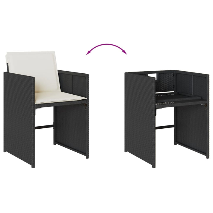 Set Mobilier De Grădină Cu Perne, 15 Piese, Negru, Poliratan