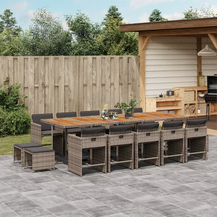 Set Mobilier De Grădină Cu Perne, 15 Piese, Negru, Poliratan