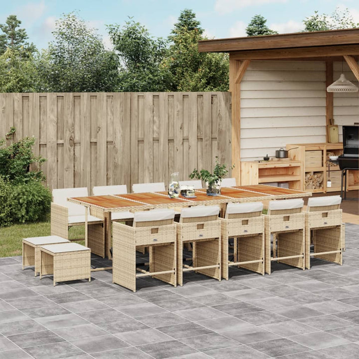 Set Mobilier De Grădină Cu Perne, 15 Piese, Negru, Poliratan