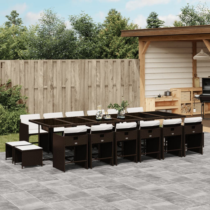 Set Mobilier De Grădină Cu Perne, 15 Piese, Negru, Poliratan