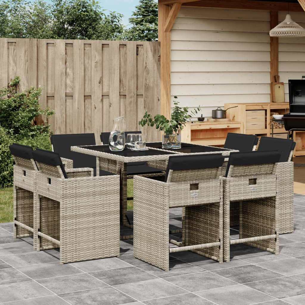 Set Mobilier De Grădină Cu Perne, 11 Piese, , Poliratan
