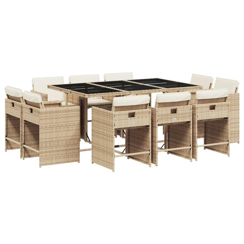 Set Mobilier De Grădină Cu Perne, 11 Piese, , Poliratan