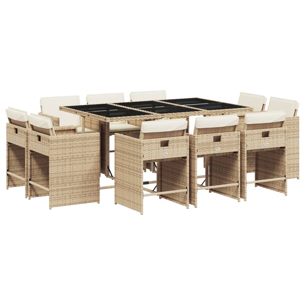 Set Mobilier De Grădină Cu Perne, 11 Piese, , Poliratan
