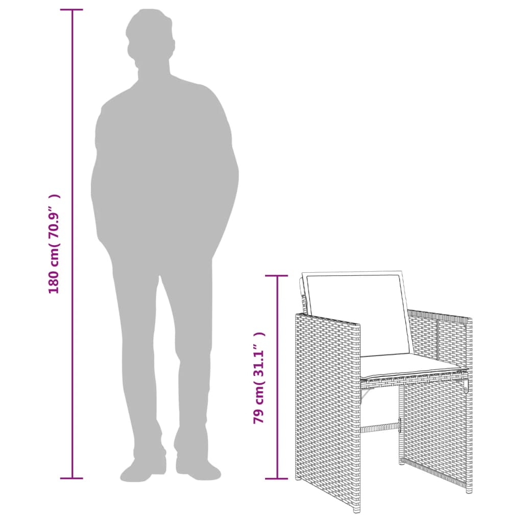 Set Mobilier De Grădină Cu Perne, 11 Piese, , Poliratan
