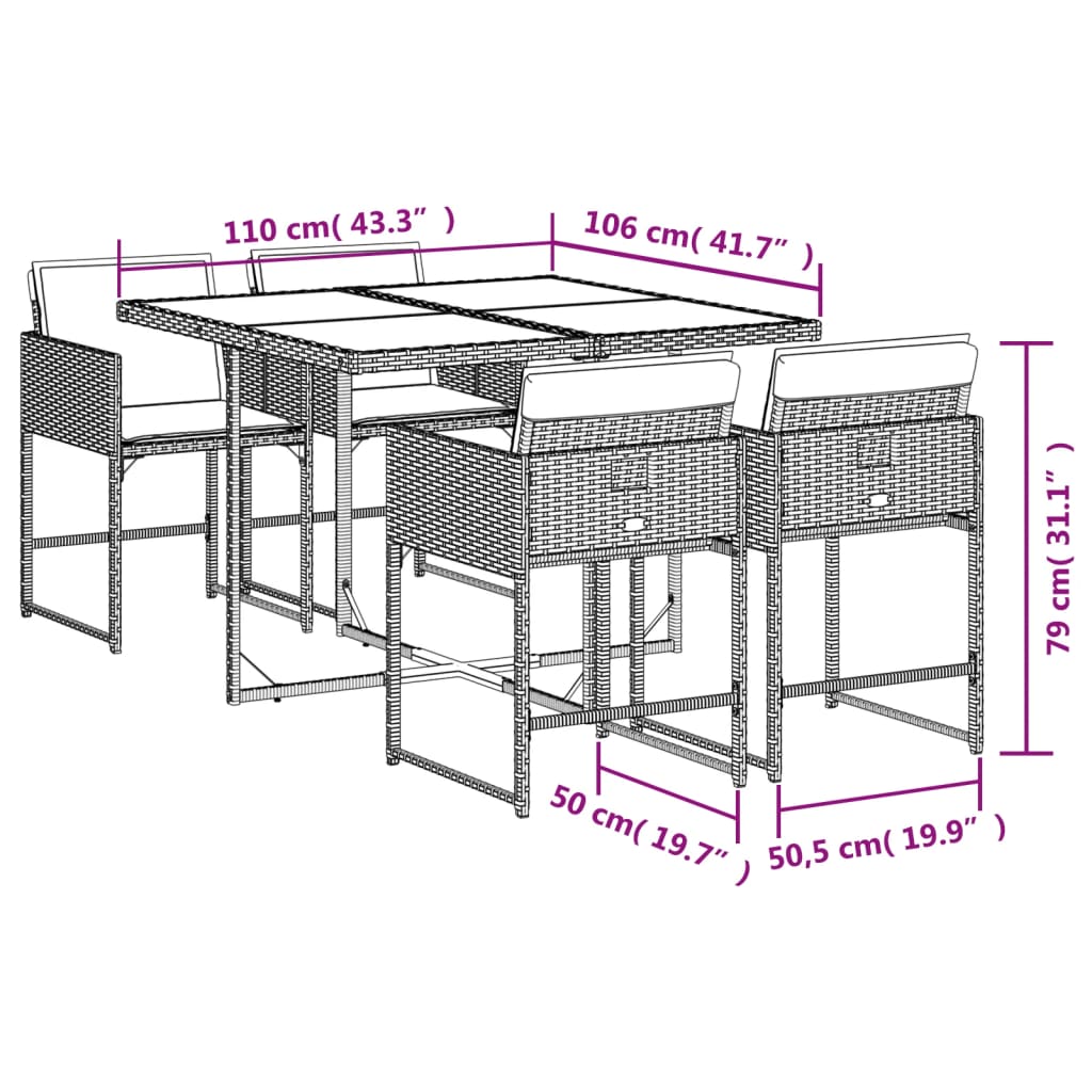Set Mobilier De Grădină, 5 Piese, Cu Perne, , Poliratan