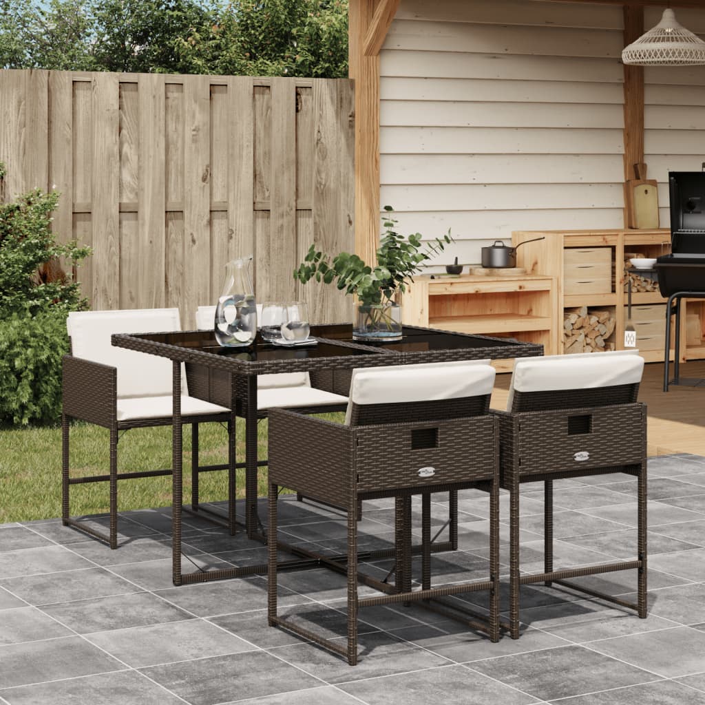 Set Mobilier De Grădină, 5 Piese, Cu Perne, , Poliratan