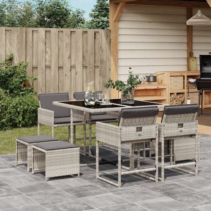 Set Mobilier De Exterior Cu Perne, 11 Piese, Negru, Poliratan