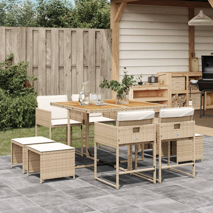 Set Mobilier De Exterior Cu Perne, 11 Piese, Negru, Poliratan