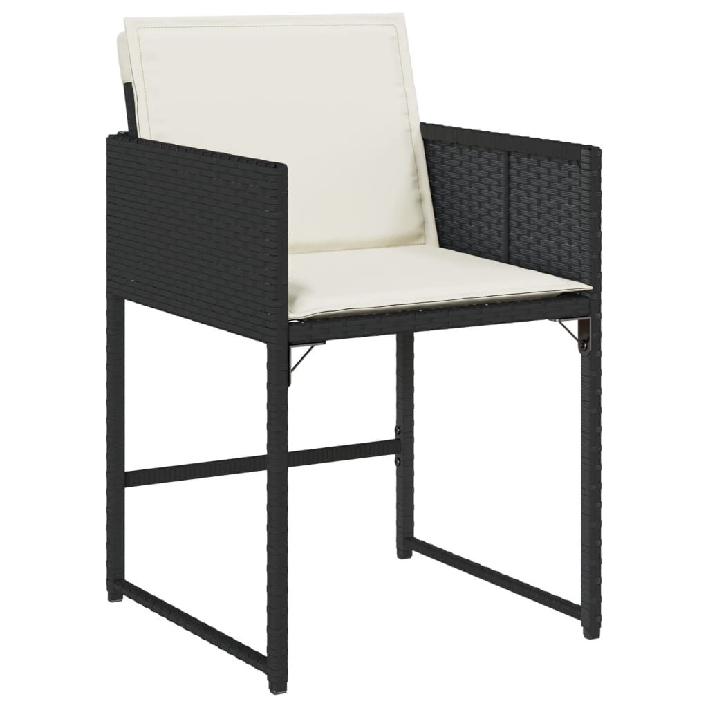 Set Mobilier De Exterior Cu Perne, 11 Piese, Negru, Poliratan