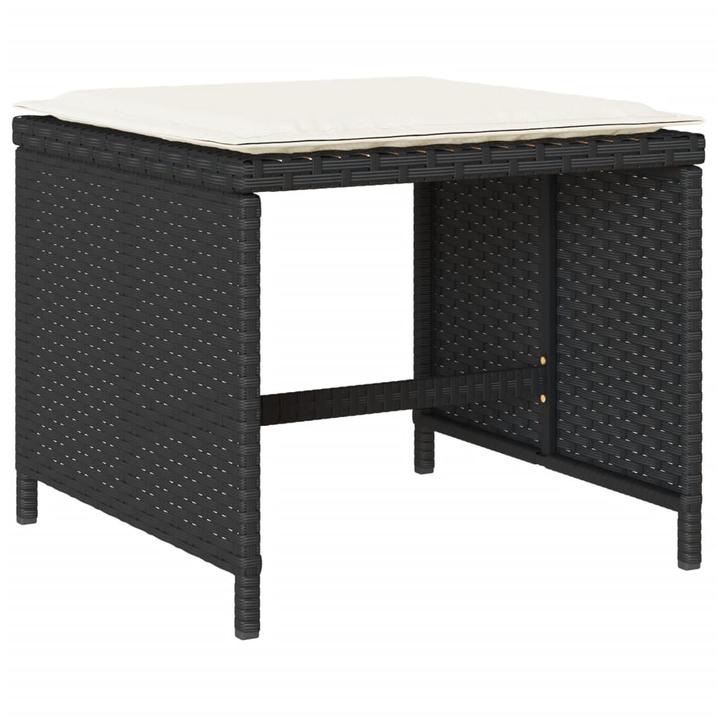 Set Mobilier De Exterior Cu Perne, 11 Piese, Negru, Poliratan