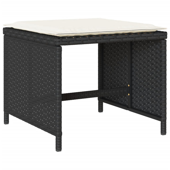 Set Mobilier De Exterior Cu Perne, 11 Piese, Negru, Poliratan