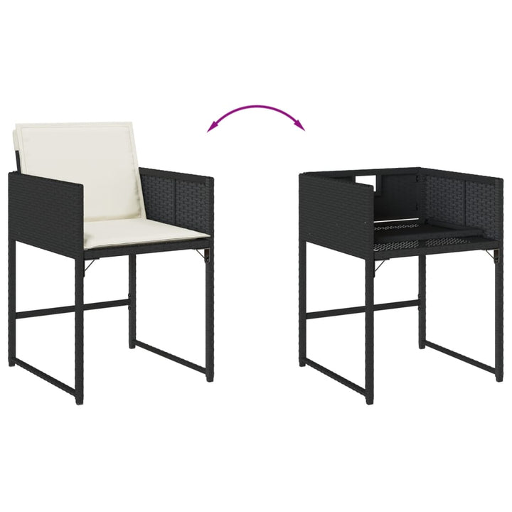 Set Mobilier De Exterior Cu Perne, 11 Piese, Negru, Poliratan