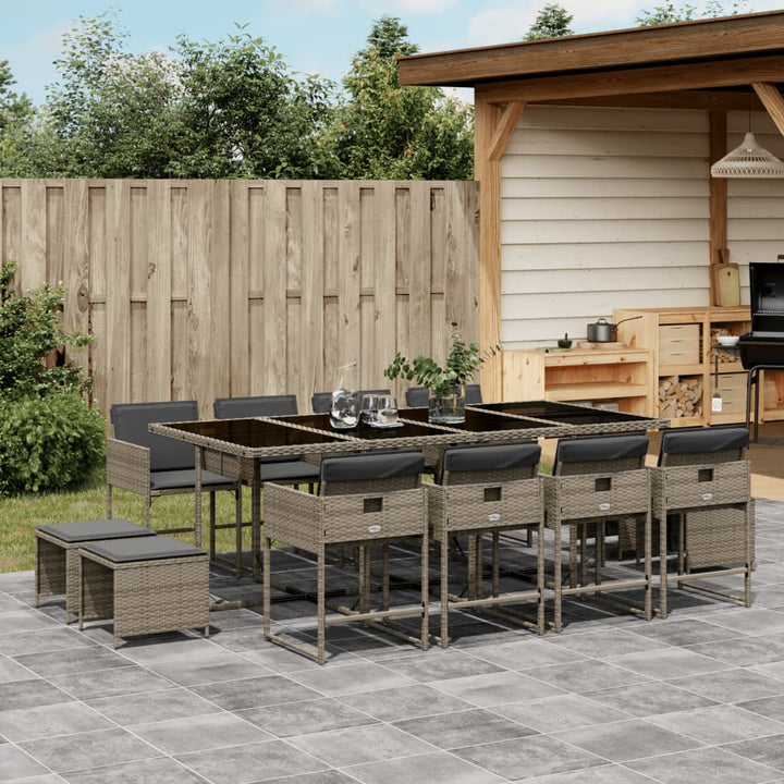 Set Mobilier De Exterior Cu Perne, 11 Piese, Negru, Poliratan