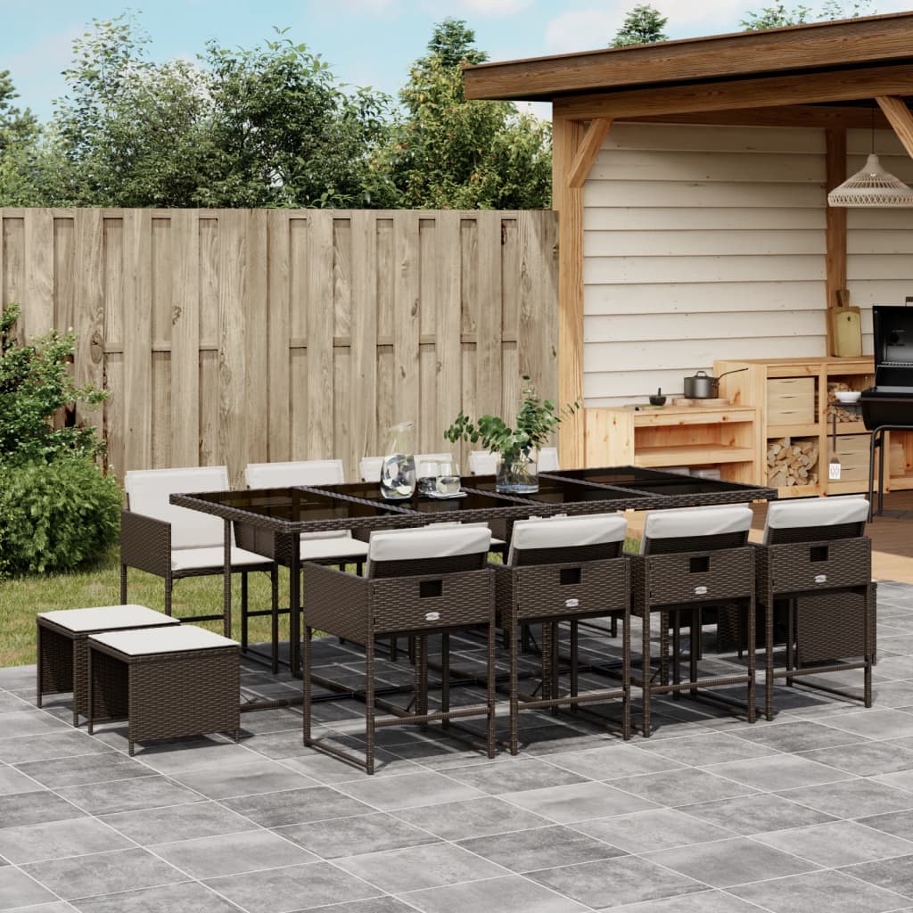 Set Mobilier De Exterior Cu Perne, 11 Piese, Negru, Poliratan