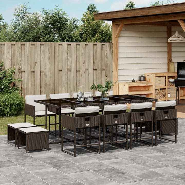 Set Mobilier De Exterior Cu Perne, 11 Piese, Negru, Poliratan