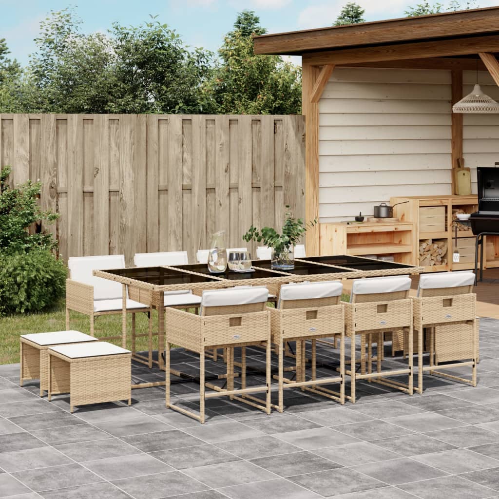 Set Mobilier De Exterior Cu Perne, 11 Piese, Negru, Poliratan