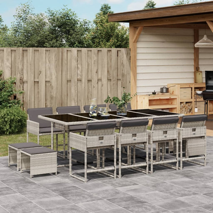 Set Mobilier De Exterior Cu Perne, 11 Piese, Negru, Poliratan
